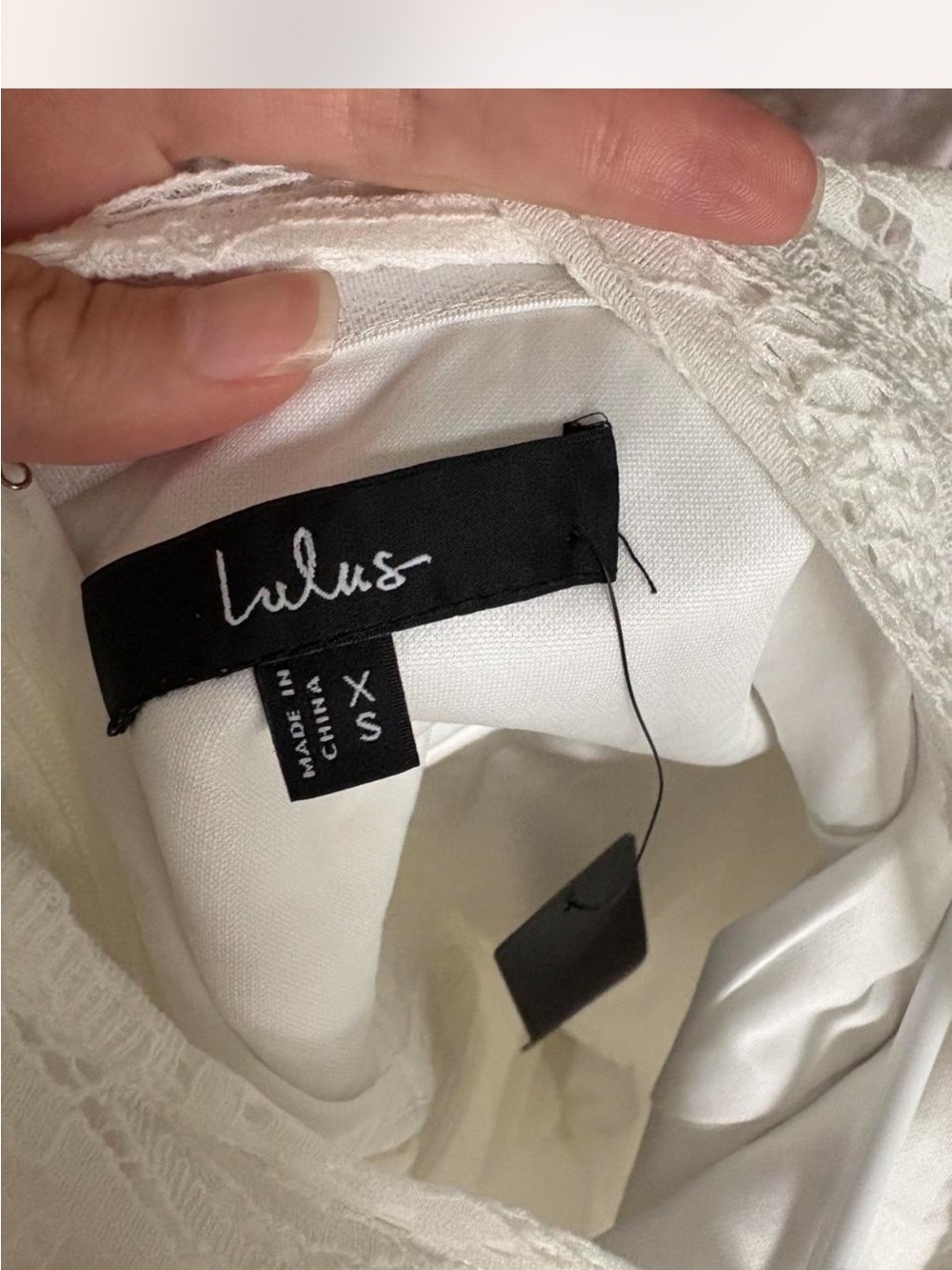 Lulu's White Lace High-Neck Long Sleeve Mini Dress - Picture 5 of 5